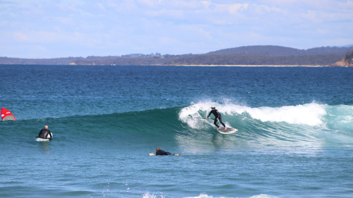 John Gough surfing at Broulee